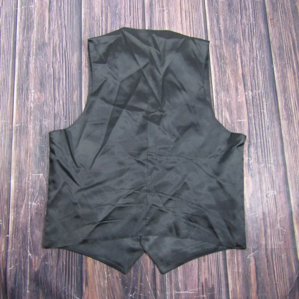 Pinstripe Suit Vest Mens Medium Charcoal Grey Black Formal Waistcoat Wedding